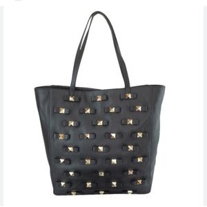 Kate Spade Bow Terrace Tosha Bag Tote Asphalt Gray Leather Stud Bow Large $598